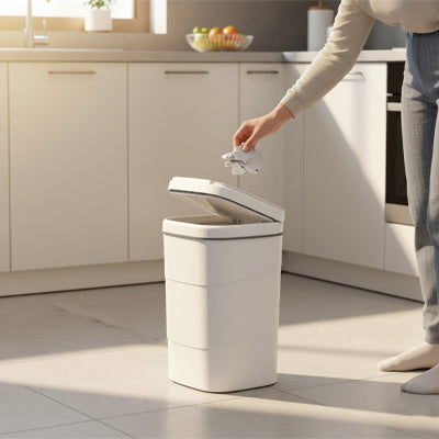 poubelle cuisine 17L ouverture jeter dechet femme kitchen trash open women