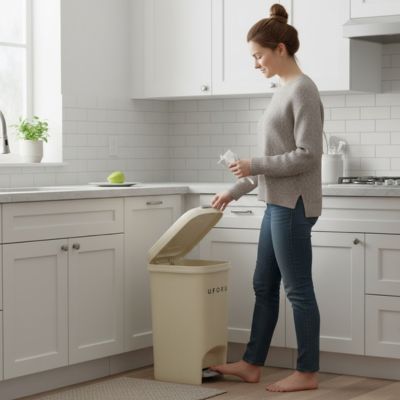 poubelle cuisine femme simplicite woman kitchen trash