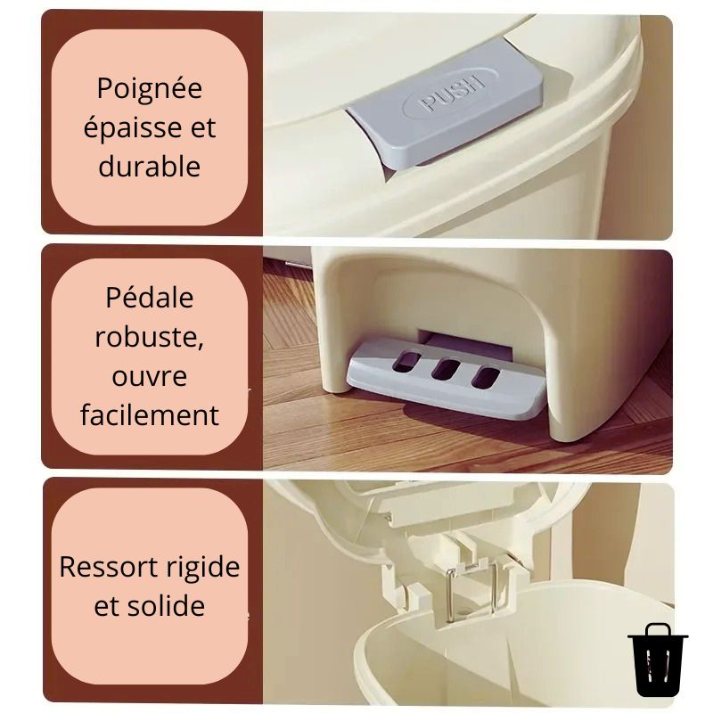 poubelle cuisine resistante solide pedale trash kitchen solid